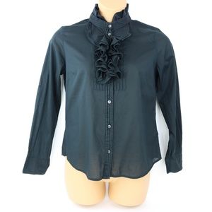J Crew Womens Black Long Sleeve Shirt Blouse Sz 10